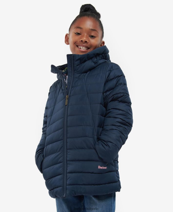 розов удар/ретро цветя ватирано яке коралин 4FN2BH2545 момичета Barbour облекло