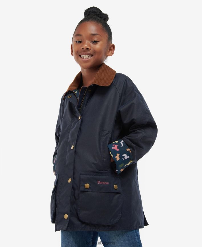 архив маслиново/ретро флорално восъчно яке от жълъд 4FN2BH2543 момичета Barbour облекло